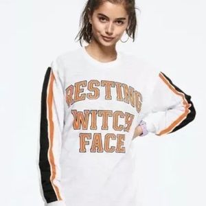 VS Pink Halloween Resting Witch Face Long Sleeve